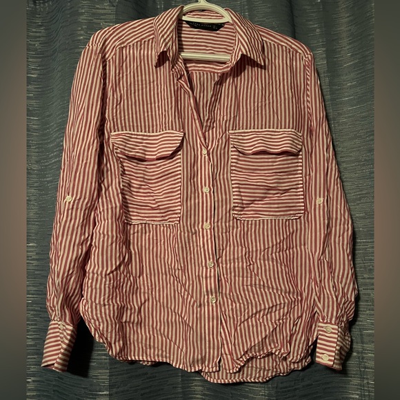 3/$15 Zara Woman Halfway Button Blouse - Picture 2 of 5